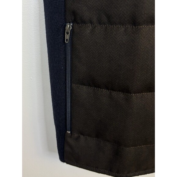 MAISON WOOLIES Puffer Merino Wool Vest Mens Large Full Zip Pockets Navy Classic - Picture 6 of 13